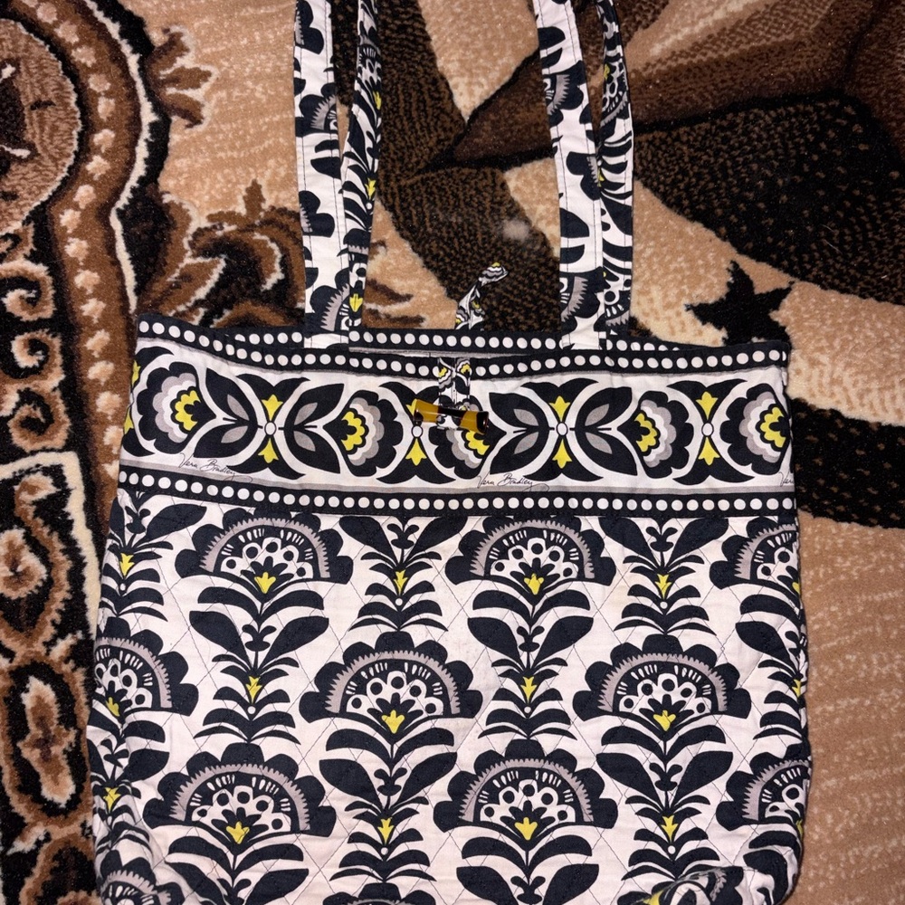 Vera Bradley Stylish Black and White Patterned Tote Bag